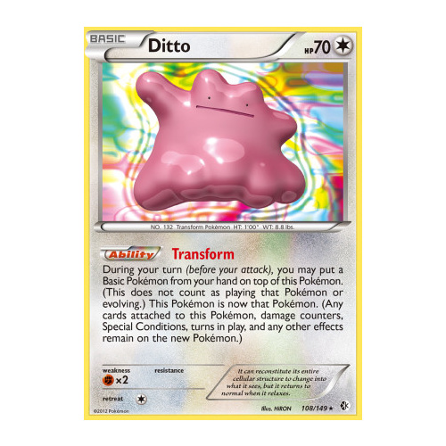 Ditto 108/149 BW Boundaries Crossed Holo Rare Pokemon Card NEAR MINT TCG