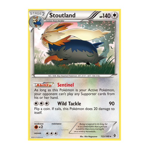 Stoutland 122/149 BW Boundaries Crossed Holo Rare Pokemon Card NEAR MINT TCG