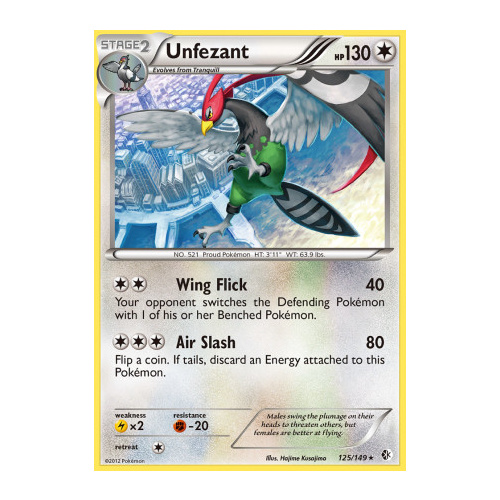 Unfezant 125/149 BW Boundaries Crossed Rare Pokemon Card NEAR MINT TCG