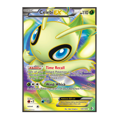 Celebi EX 141/149 BW Boundaries Crossed Holo Ultra Rare Full Art Pokemon Card NEAR MINT TCG