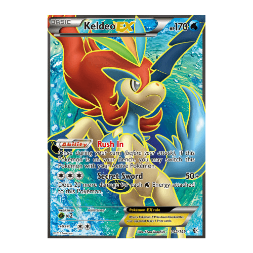 Keldeo EX 142/149 BW Boundaries Crossed Holo Ultra Rare Full Art Pokemon Card NEAR MINT TCG