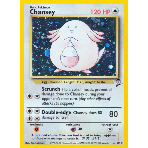 Chansey 3/130 Base Set 2 Holo Rare Pokemon Card NEAR MINT TCG