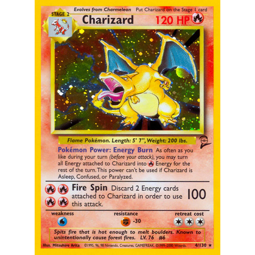 Charizard 4/130 Base Set 2 Holo Rare Pokemon Card NEAR MINT TCG