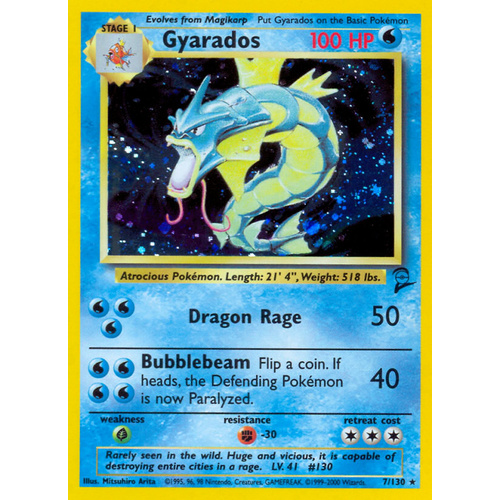 Gyarados 7/130 Base Set 2 Holo Rare Pokemon Card NEAR MINT TCG