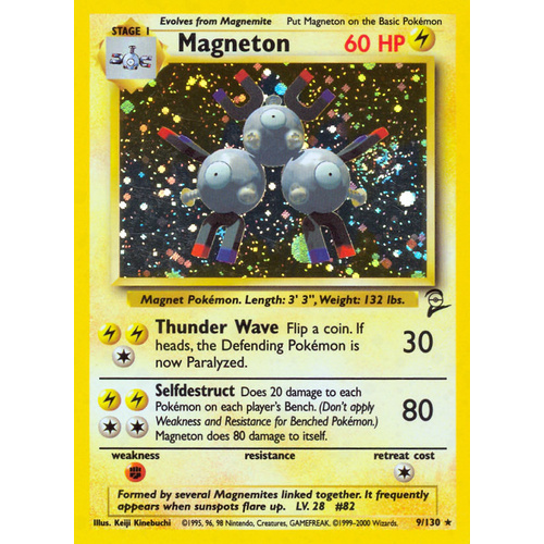 Magneton 9/130 Base Set 2 Holo Rare Pokemon Card NEAR MINT TCG