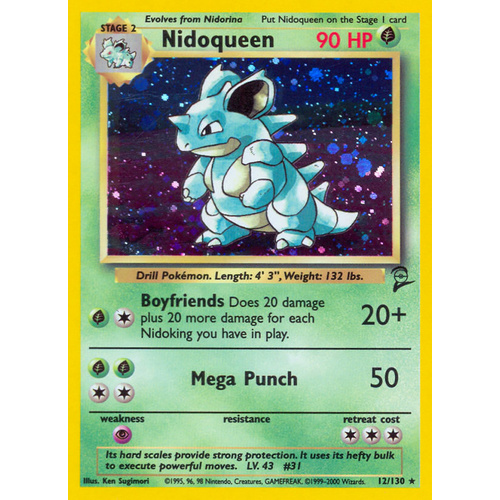 Nidoqueen 12/130 Base Set 2 Holo Rare Pokemon Card NEAR MINT TCG