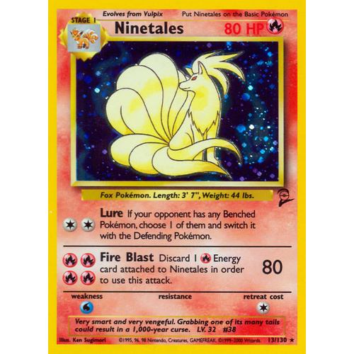 Ninetales 13/130 Base Set 2 Holo Rare Pokemon Card NEAR MINT TCG
