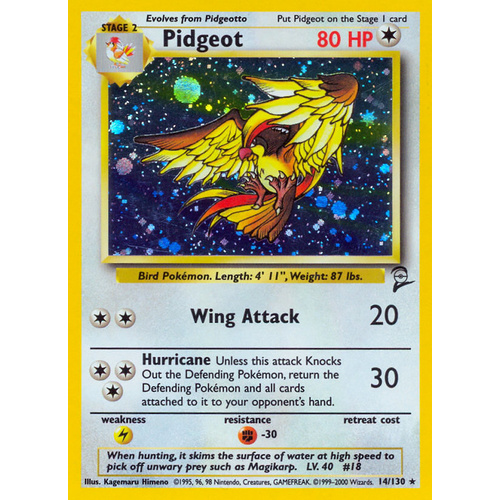 Pidgeot 14/130 Base Set 2 Holo Rare Pokemon Card NEAR MINT TCG