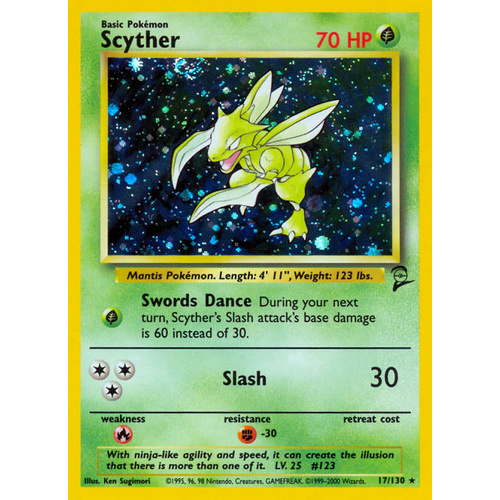 Scyther 17/130 Base Set 2 Holo Rare Pokemon Card NEAR MINT TCG