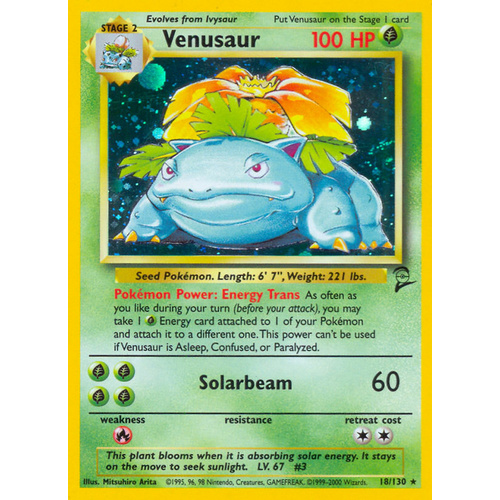 Venusaur 18/130 Base Set 2 Holo Rare Pokemon Card NEAR MINT TCG