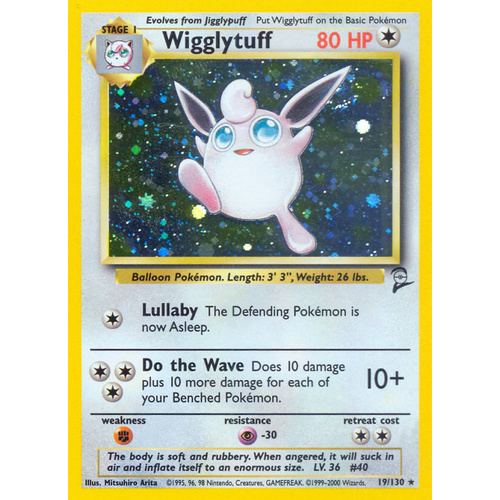 Wigglytuff 19/130 Base Set 2 Holo Rare Pokemon Card NEAR MINT TCG