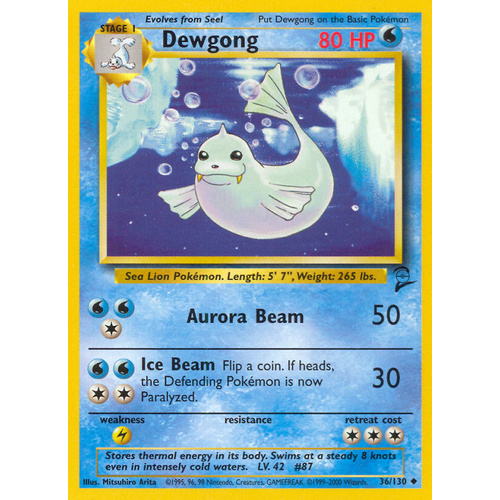 Dewgong 36/130 Base Set 2 Uncommon Pokemon Card NEAR MINT TCG