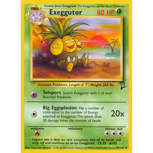 Exeggutor 39/130 Base Set 2 Uncommon Pokemon Card NEAR MINT TCG