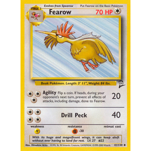 Fearow 41/130 Base Set 2 Uncommon Pokemon Card NEAR MINT TCG