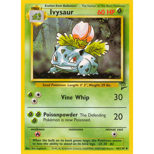 Ivysaur 44/130 Base Set 2 Uncommon Pokemon Card NEAR MINT TCG