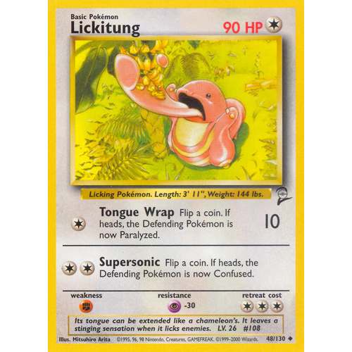 Lickitung 48/130 Base Set 2 Uncommon Pokemon Card NEAR MINT TCG