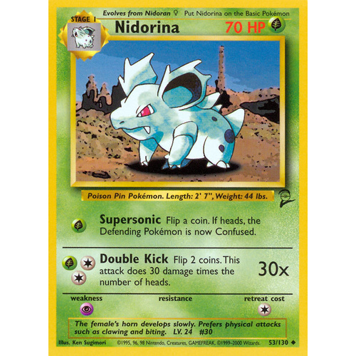 Nidorina 53/130 Base Set 2 Uncommon Pokemon Card NEAR MINT TCG