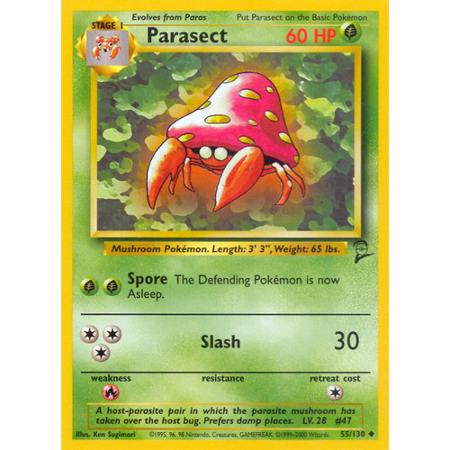 Parasect 55/130 Base Set 2 Uncommon Pokemon Card NEAR MINT TCG