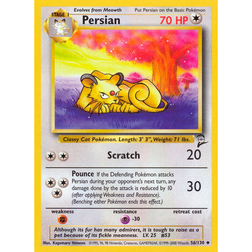 Persian 56/130 Base Set 2 Uncommon Pokemon Card NEAR MINT TCG