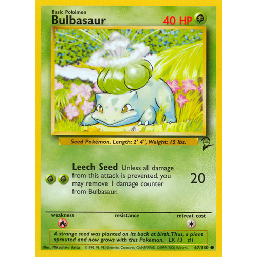 Bulbasaur 67/130 Base Set 2 Common Pokemon Card NEAR MINT TCG