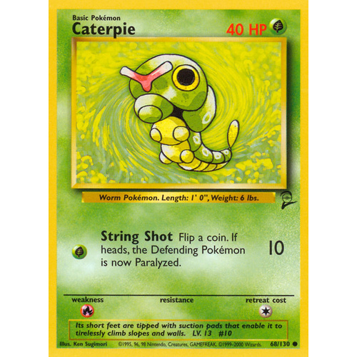 Caterpie 68/130 Base Set 2 Common Pokemon Card NEAR MINT TCG