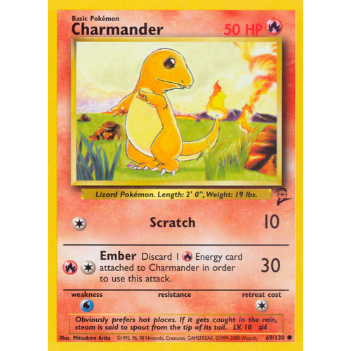 Charmander 69/130 Base Set 2 Common Pokemon Card NEAR MINT TCG