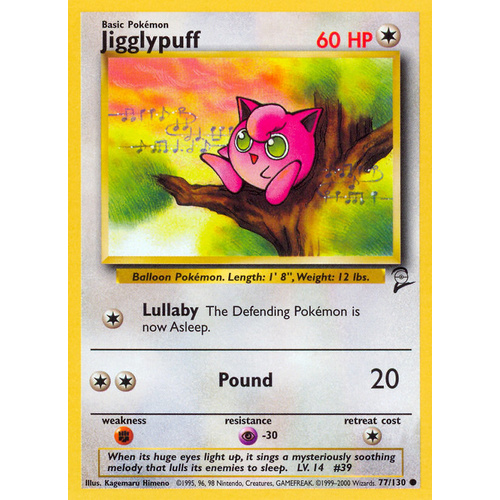 Jigglypuff 77/130 Base Set 2 Common Pokemon Card NEAR MINT TCG