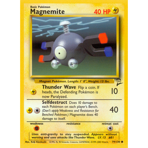Magnemite 79/130 Base Set 2 Common Pokemon Card NEAR MINT TCG