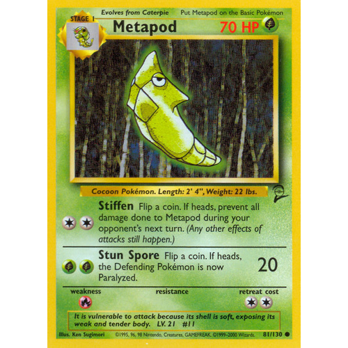 Metapod 81/130 Base Set 2 Common Pokemon Card NEAR MINT TCG