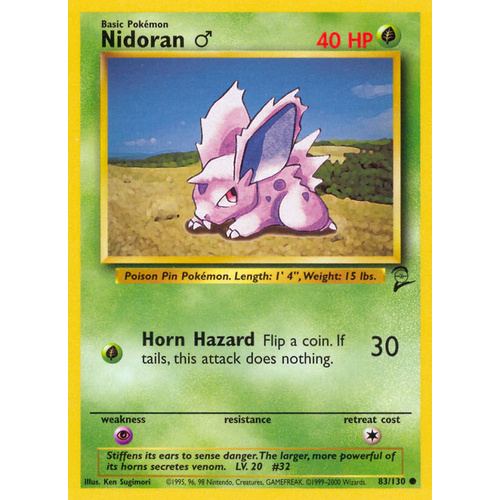 Nidoran 83/130 Base Set 2 Common Pokemon Card NEAR MINT TCG