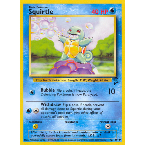 Squirtle 93/130 Base Set 2 Common Pokemon Card NEAR MINT TCG