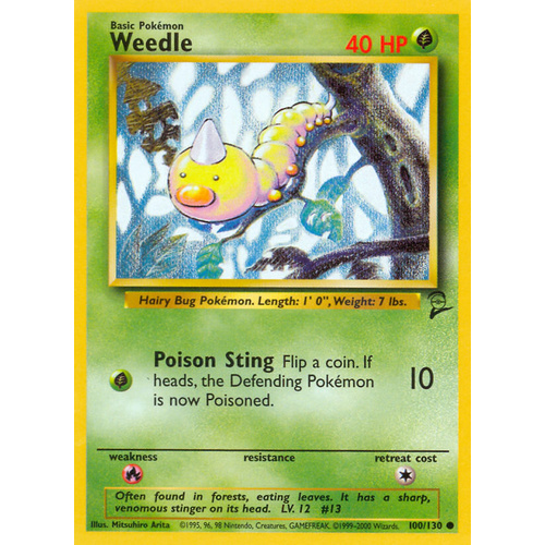 Weedle 100/130 Base Set 2 Common Pokemon Card NEAR MINT TCG