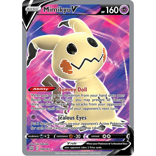 Mimikyu V 148/163 SWSH Battle Styles Full Art Holo Ultra Rare Pokemon Card NEAR MINT TCG