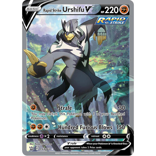 Rapid Strike Urshifu V 153/163 SWSH Battle Styles Full Art Holo Ultra Rare Pokemon Card NEAR MINT TCG