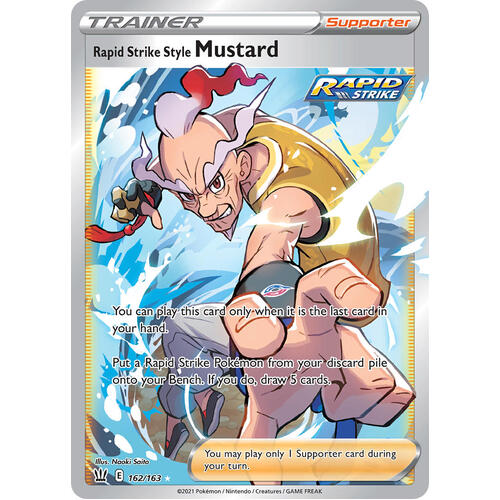 Rapid Strike Style Mustard 162/163 SWSH Battle Styles Full Art Holo Ultra Rare Trainer Pokemon Card NEAR MINT TCG