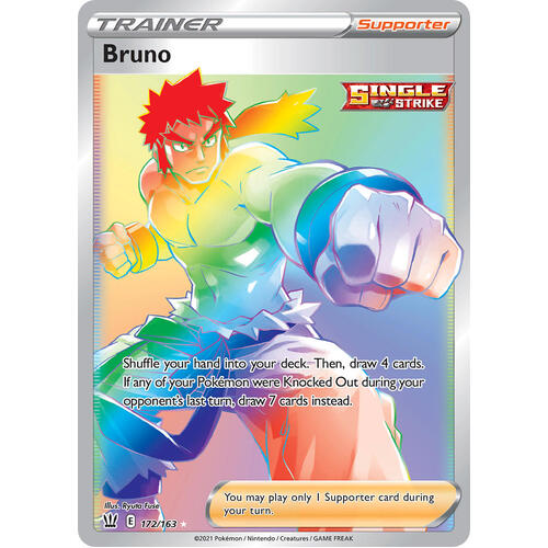 Bruno 172/163 SWSH Battle Styles Full Art Holo Hyper Rare Trainer Pokemon Card NEAR MINT TCG