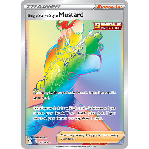 Single Strike Style Mustard 177/163 SWSH Battle Styles Full Art Holo Hyper Rare Trainer Pokemon Card NEAR MINT TCG
