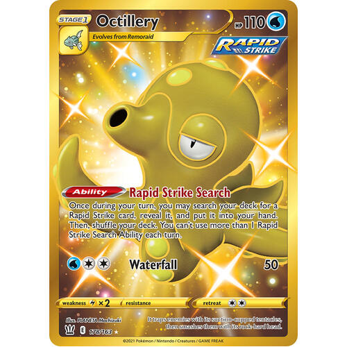 Mavin  Pokemon Octillery Shiny Gold Secret Rare 178/163 Card Battle Styles  PSA NM