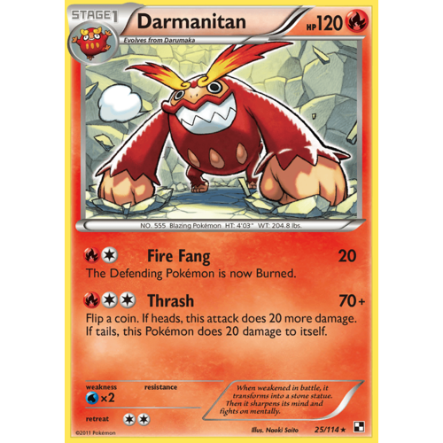 Darmanitan 25/114 BW Base Set Rare Pokemon Card NEAR MINT TCG