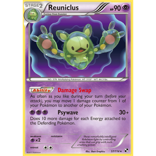 Reuniclus 57/114 BW Base Set Holo Rare Pokemon Card NEAR MINT TCG