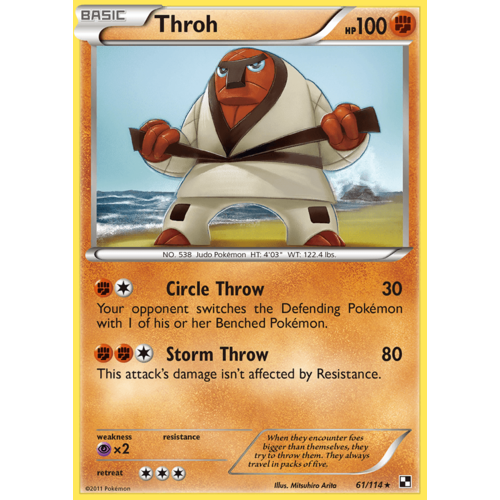 Throh 61/114 BW Base Set Rare Pokemon Card NEAR MINT TCG