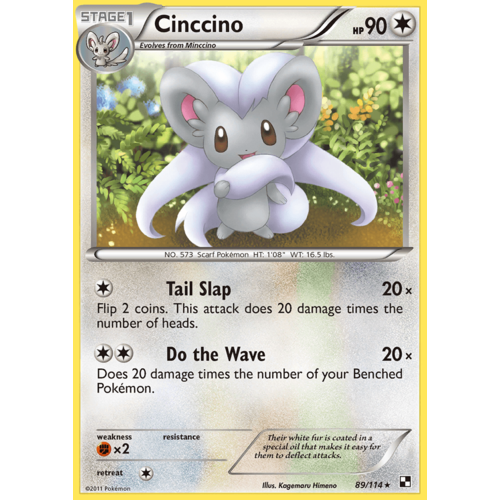 Cinccino 89/114 BW Base Set Rare Pokemon Card NEAR MINT TCG
