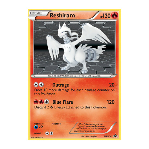 Reshiram BW004 BW Black Star Promo Pokemon Card NEAR MINT TCG