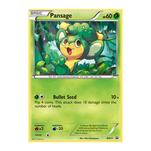 Pansage BW11 BW Black Star Promo Pokemon Card NEAR MINT TCG