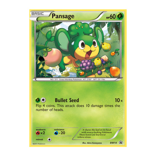 Pansage BW14 BW Black Star Promo Pokemon Card NEAR MINT TCG