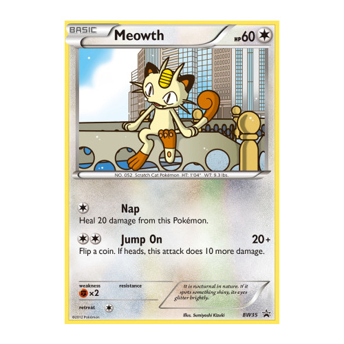 Meowth BW35 BW Black Star Promo Pokemon Card NEAR MINT TCG