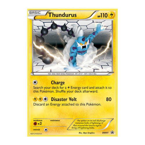 Thundurus BW41 BW Black Star Promo Pokemon Card NEAR MINT TCG