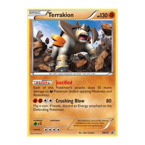 Terrakion BW71 BW Black Star Promo Pokemon Card NEAR MINT TCG