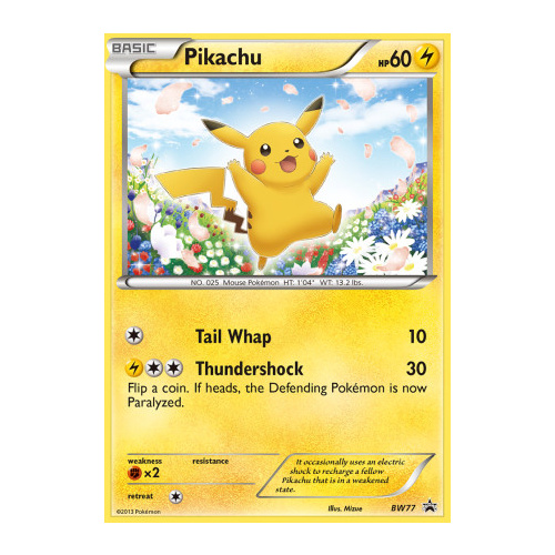 Pikachu BW77 BW Black Star Promo Pokemon Card NEAR MINT TCG