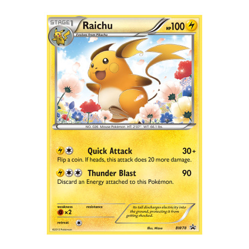 Raichu BW78 BW Black Star Promo Pokemon Card NEAR MINT TCG